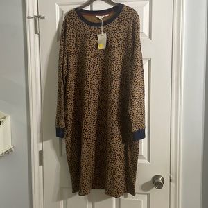 Boden Leopard Print Dress with Navy Accents